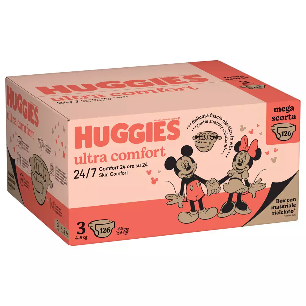 Huggies Ultra Comfort taglia 3 pannolini 128 confezione megapack