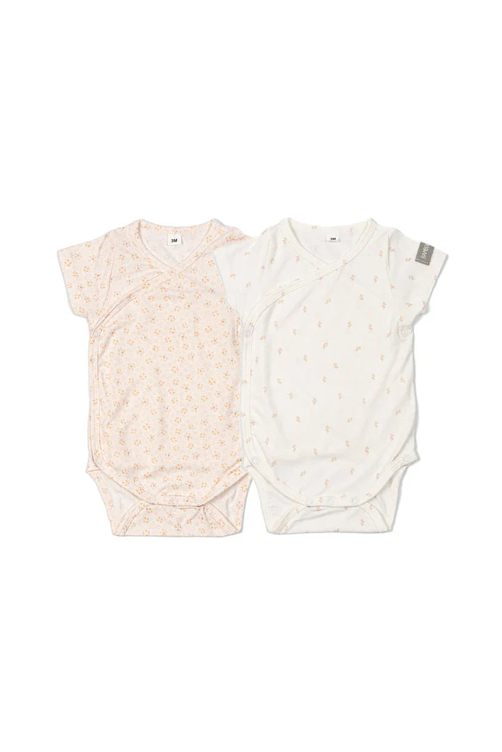 Set 2 body neonato maniche corte fantasia in bambù morbido e traspirante certificato OEKO-TEX