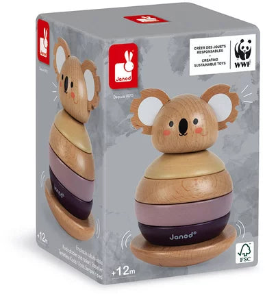 Gioco in legno koala impilabile Janod per bambini sopra 12 mesi con materiali sostenibili FSC