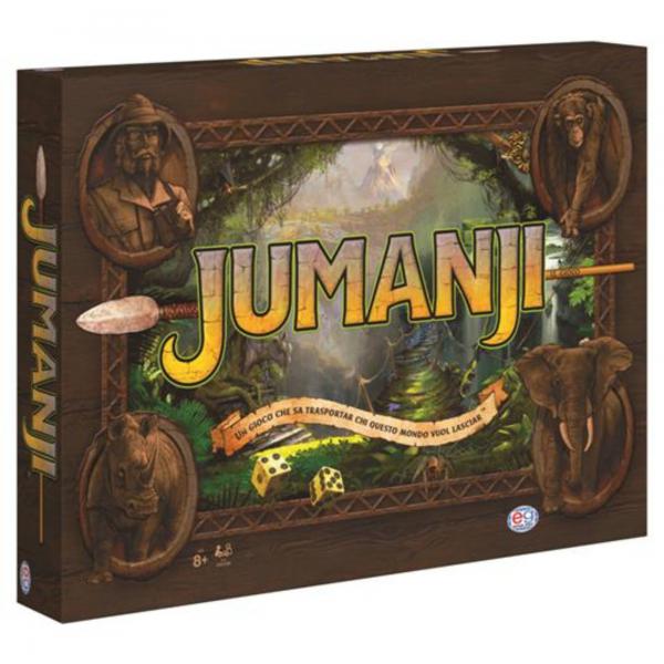 GIOCO JUMANJI CARTONE board game with jungle adventure theme and puzzle challenges for family fun
