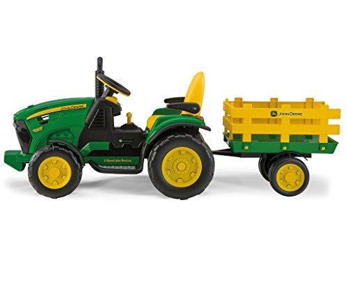 GIOCO TRATTORE GROUND FORCE JOHN DEERE CON RIMORCHIO 12V PEG