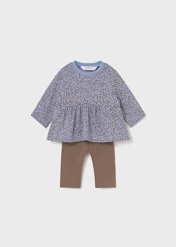 Neonata con felpa manica lunga e leggings Mayoral design riccio e chiusura bottoni pressione