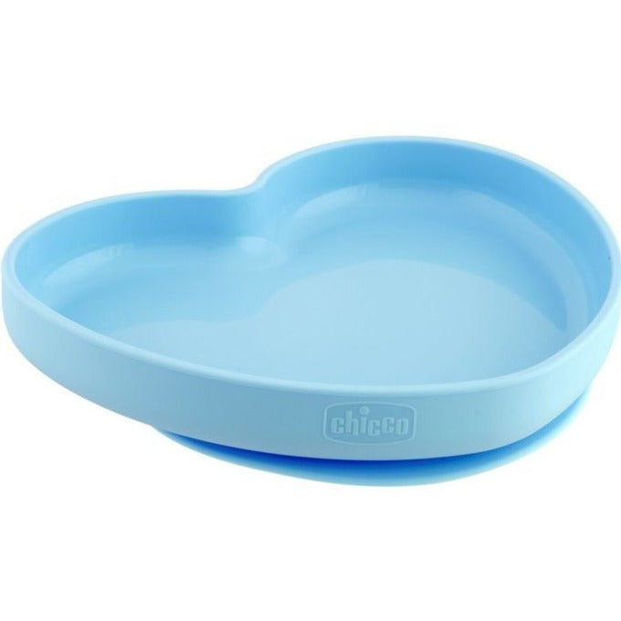 PIATTO CUORE CON VENTOSA AZZURRO CHICCO