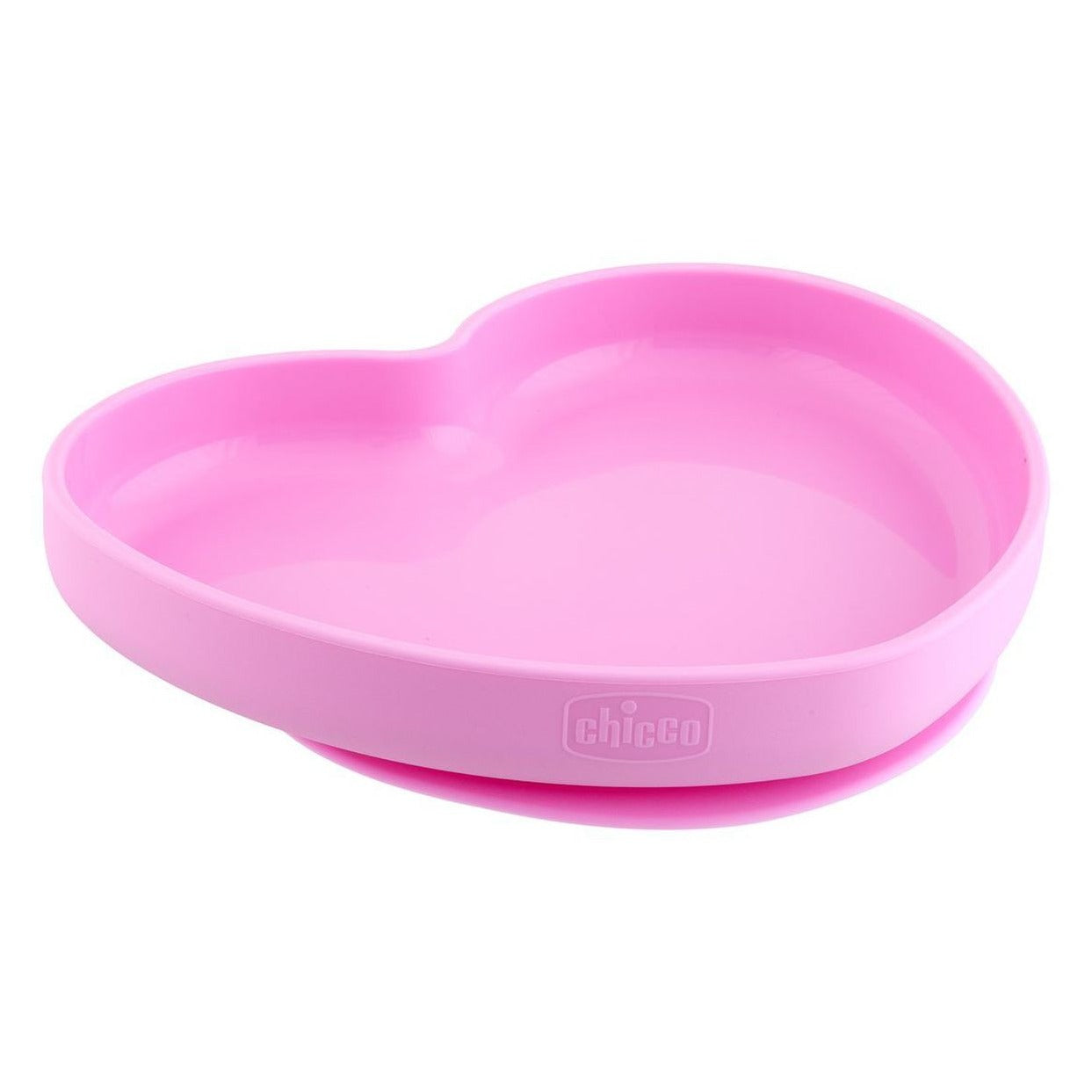 PIATTO CUORE SILICONE CON VENTOSA ROSA