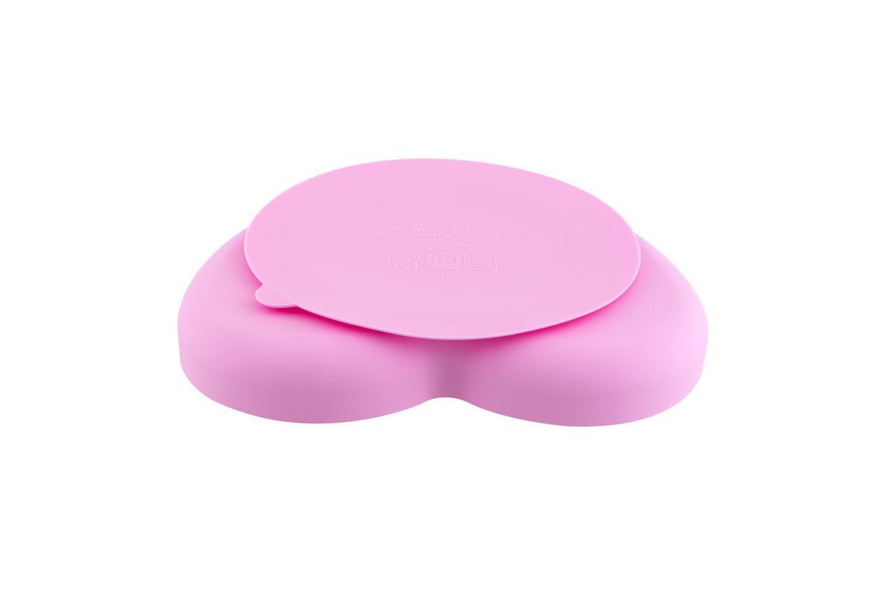 PIATTO CUORE SILICONE CON VENTOSA ROSA