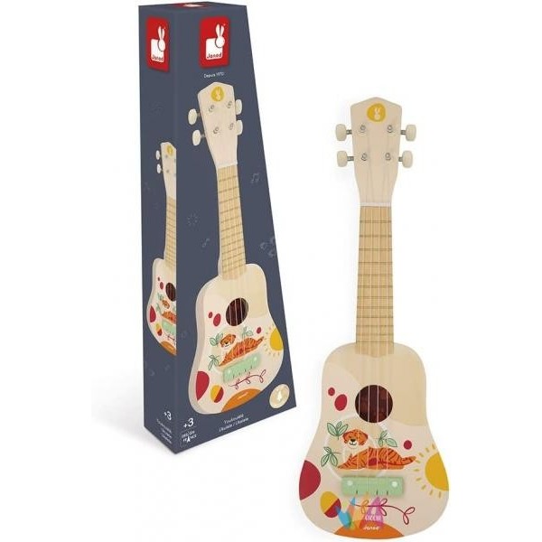 GIOCO UKULELE SUNSHINE JT wooden children's ukulele toy with colorful design and water-based paint