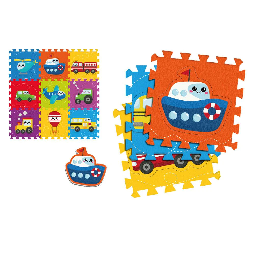 TAPPETO PUZZLE 9PZ. CON VEICOLO 10M+