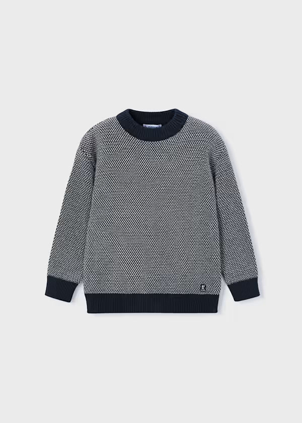 MAGLIONCINO TEXTURE MAYORAL boy's long sleeve recycled polyamide sweater with contrast neckline