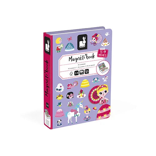 Gioco libro magnetico didattico principesse con 55 magneti e 7 carte in cartone FSC