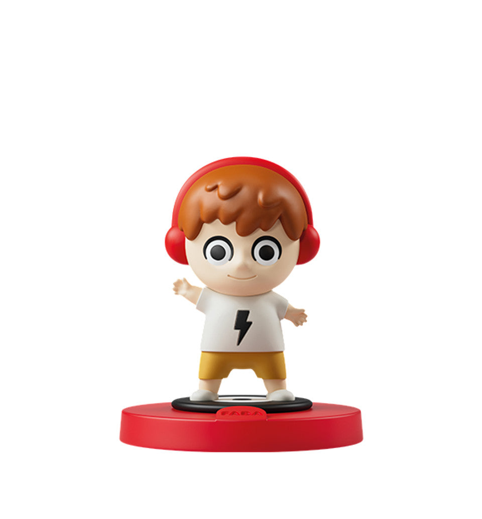 FABA CANTIAMO INSIEME music toy Giacomino figure with red headphones on red base