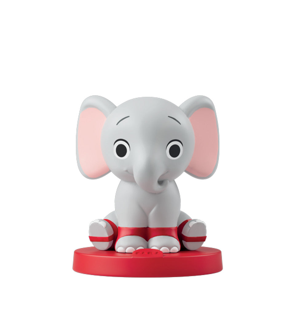 Figurina elefante grigia con base rossa per canzoni per bambini FABA LE CANZONI DI ELE L'ELEFANTE