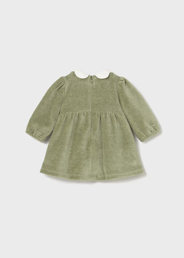 vestito ciniglia mayoral neonata manica lunga verde chiusura cerniera polsini elasticizzati