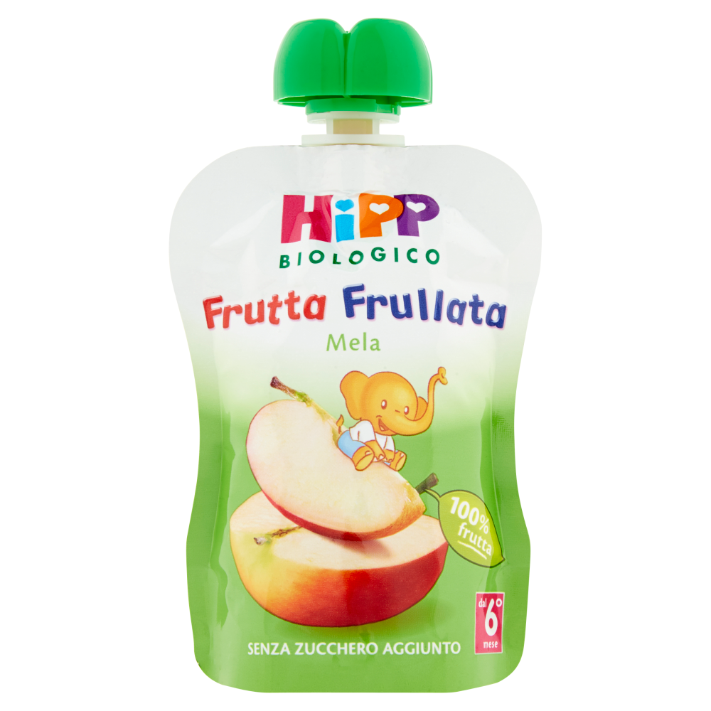 HiPP Biologico Frutta Frullata Mela organic apple fruit puree pouch for babies without added sugar