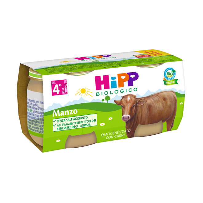 HiPP Biologico OMO MANZO BIO organic beef baby food 2x80g gluten-free no additives natural ingredients