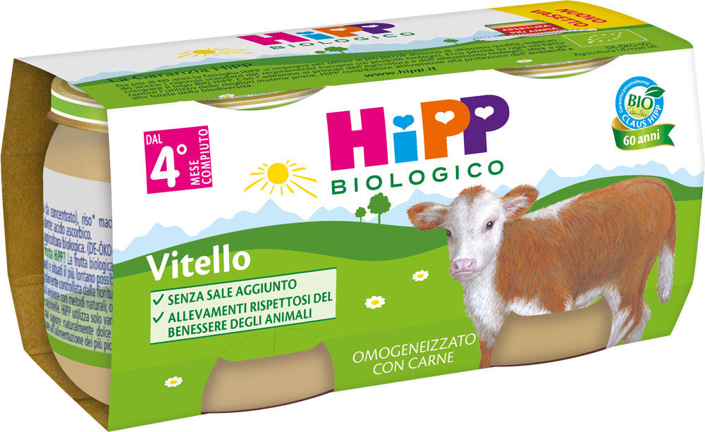 HiPP Biologico OMO VITELLO BIO veal baby food 2x80g organic gluten-free without additives