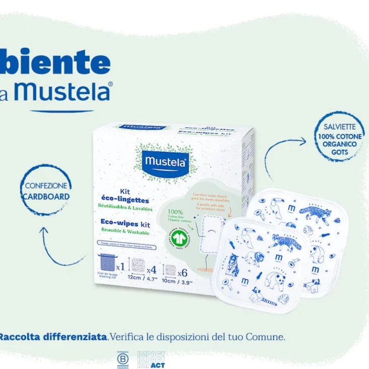 ECO-SALVIETTE RIUTILIZZABILI 10PZ. MUSTELA