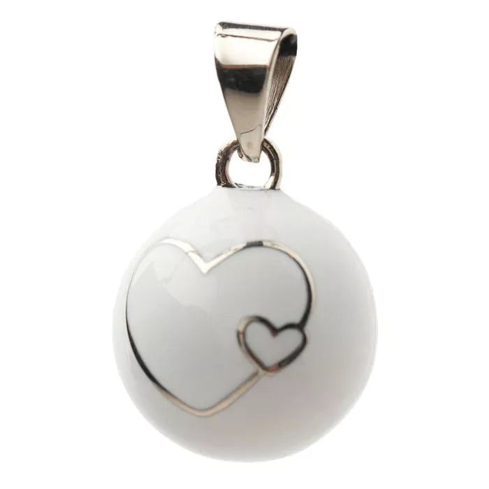 COLLANA BOLA BLACK & WHITE BIANCO CUORI