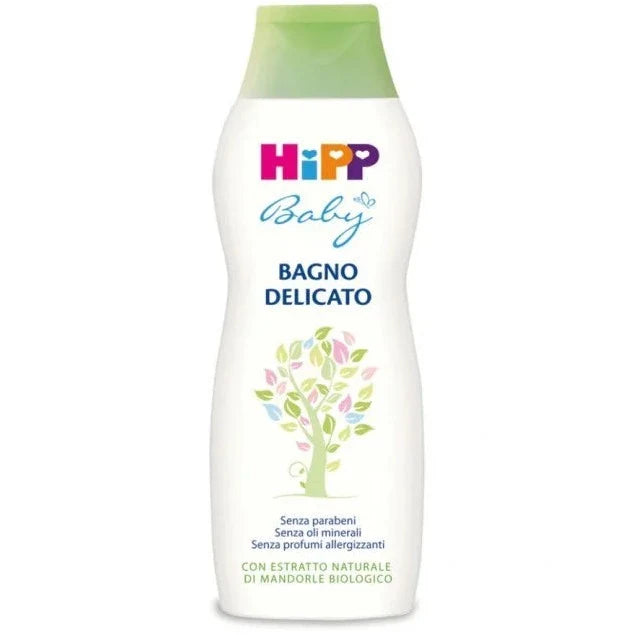 BAGNO DELICATO 350 ML Hipp baby bath with natural organic almond extract, gentle on newborn skin, allergy tested, fragrance free, soap free.
