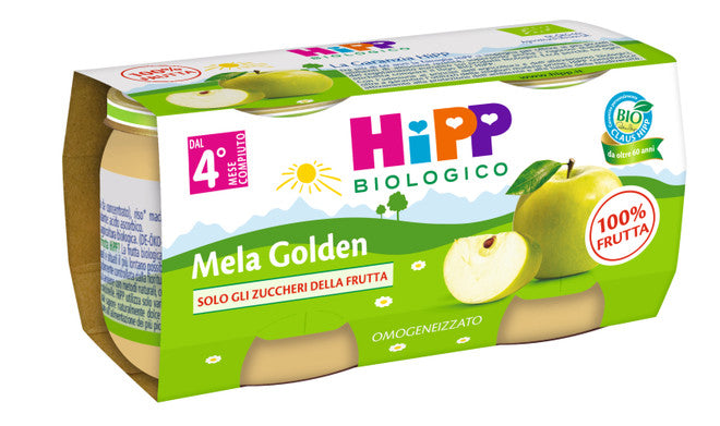 OMO MELA BIO HIPP biologico omogeneizzato mela Golden 2x80g senza glutine e conservanti