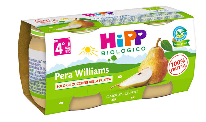 OMO PERA HIPP 2x80g organic pear puree baby food gluten-free 100% fruit