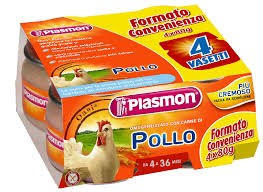Confezione OMO POLLO 4X80 GR Plasmon omogeneizzato carne di pollo per bambini senza sale aggiunto made in Italy