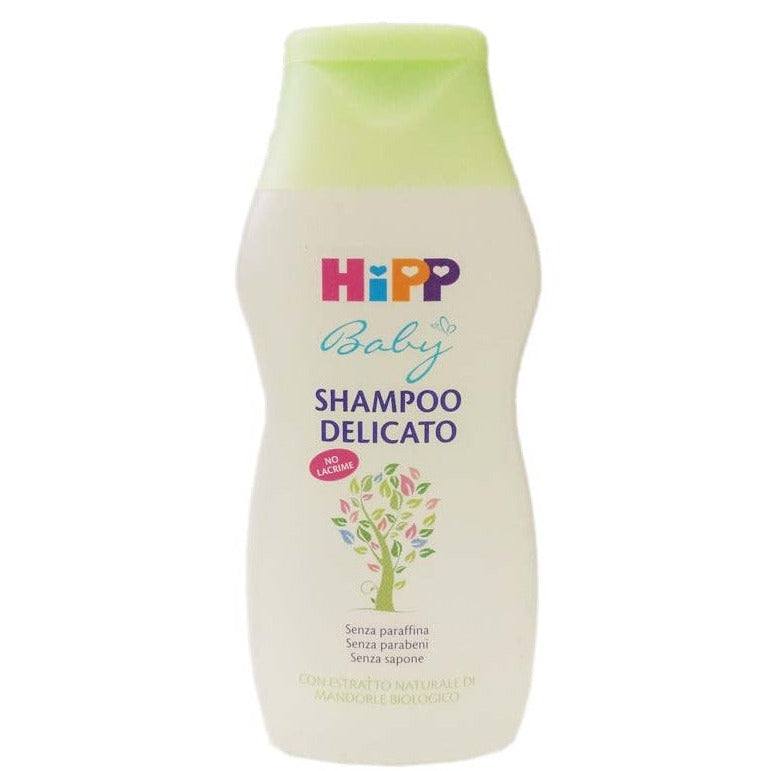 HiPP Baby Shampoo Delicato 200ml with organic almond extract, gentle on eyes, soap-free, and allergen-free formula