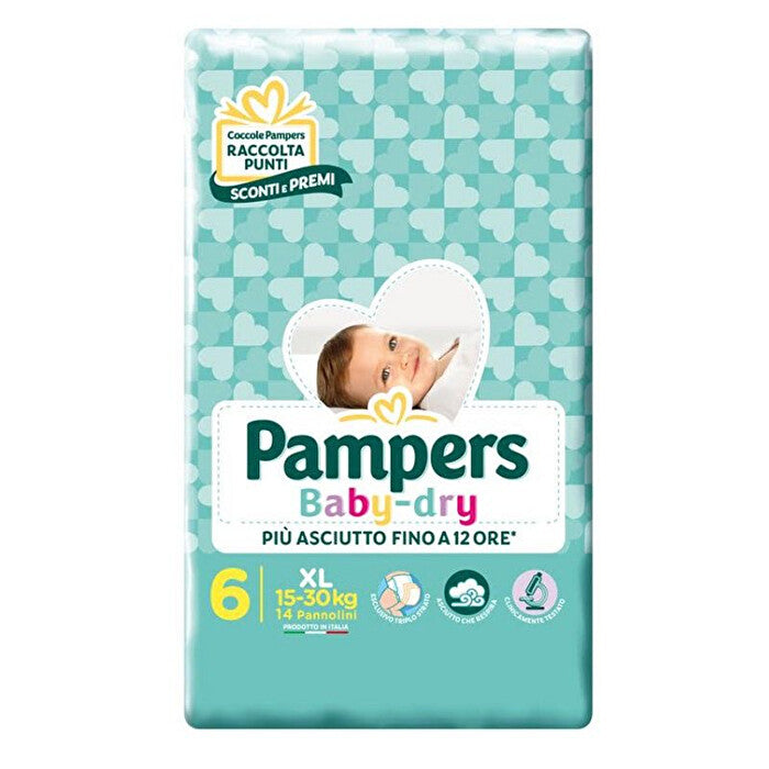 Pampers Dry Extra baby diapers size XL 15-30 kg pack with breathable, super absorbent material for up to 12 hours dryness