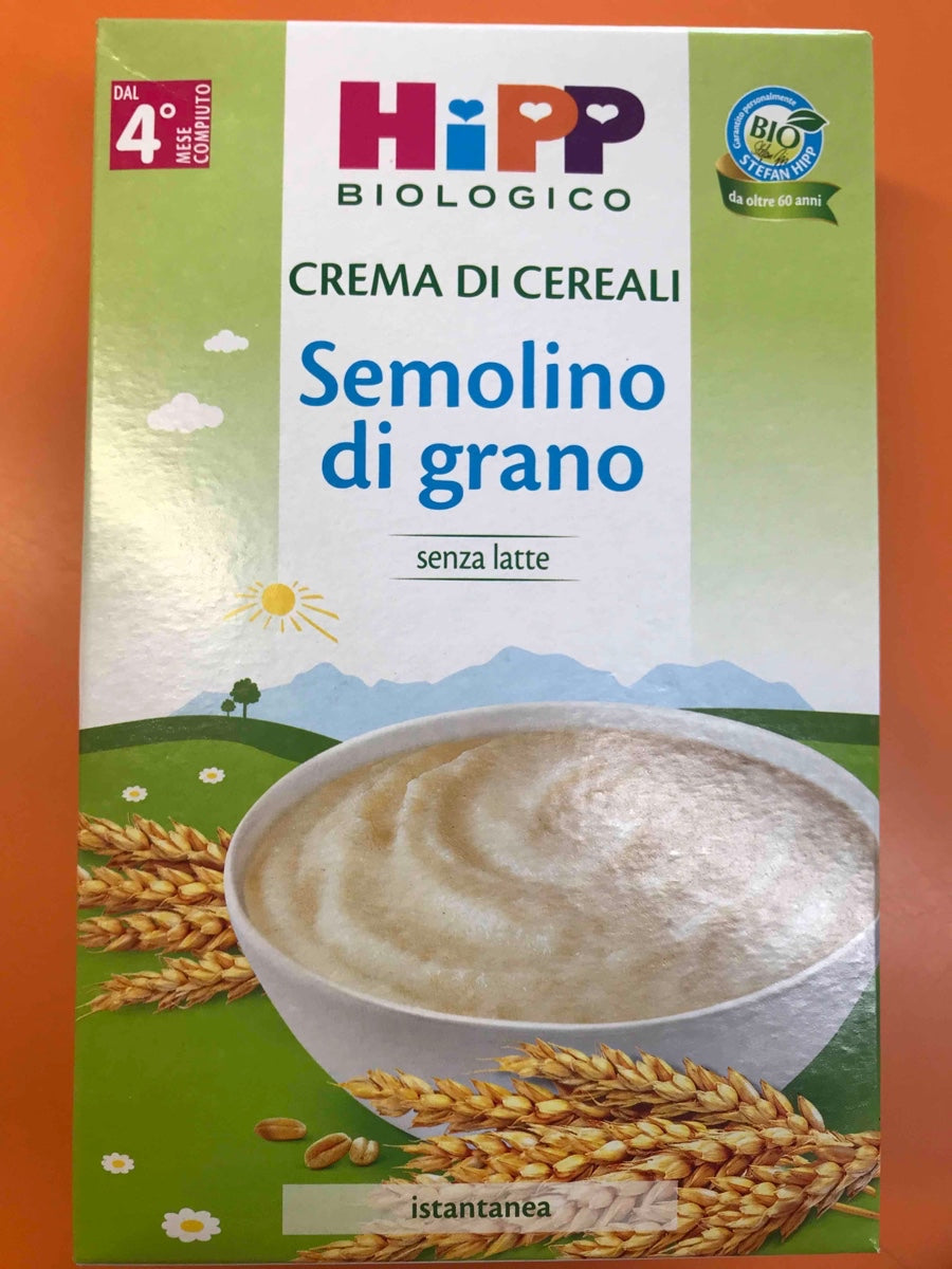 SEMOLINO GRANO BIO HiPP organic wheat semolina baby cereal without milk gluten-containing natural sugars with vitamin B1 200g